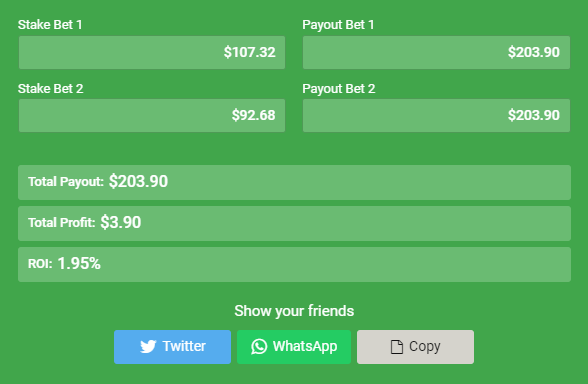 arbitrage betting calculating results